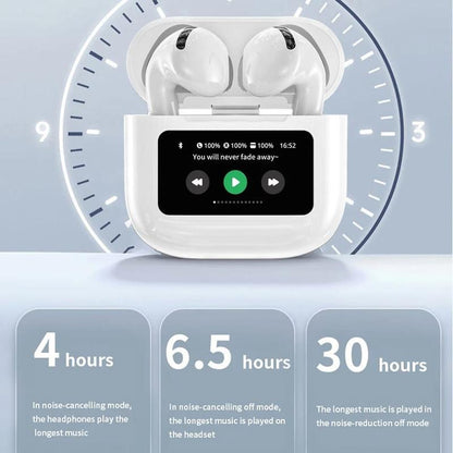 A12 Pro ENC Noise Cancellation Earphone TWS Wireless Earbuds with Touch Control LCD Screen and Super Bass - Audio, Headphones Headset Electronic