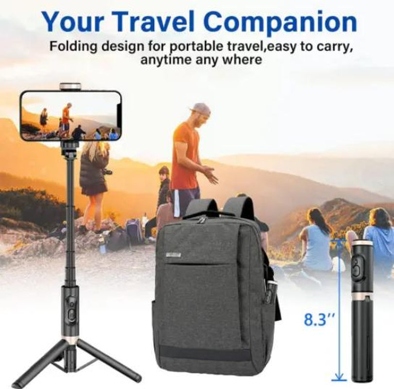 28"Portable Multifunctional Selfie Stick Tripod Aluminum Alloy Lightweight Phone Stand with Wireless Remote Control for Recording Video Selfies Photo Support Horizontal and Vertical Shooting,Extendable Phone Tripod,Compatible with for Iphone Android Phone