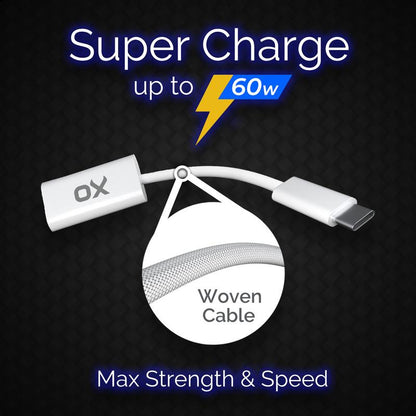 Ox Power 60W Lightning to USB-C Adapter - Extra Fast Charge for Iphone 15, Ipad, Android, and Apple Devices Charging Women Plug Smartphone Electronic Charger