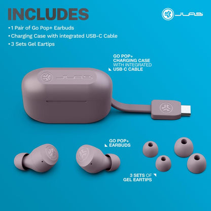 Jbuds Lux ANC Headphones and Go Pop+ Bluetooth Earbuds, Mauve, Android, IOS, Long Playtime, Custom EQ via Jlab App, Be Aware Safety Mode, Custom Controls, 2 Year Warranty