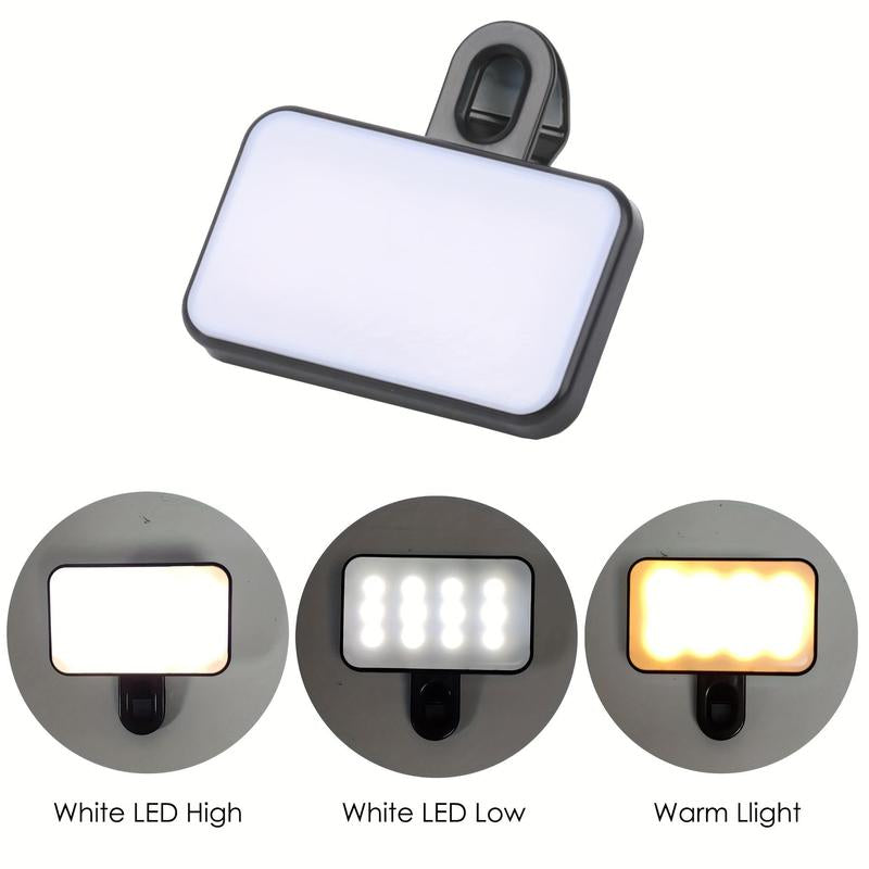 Portable LED Selfie Light, 1 Set Mini Fill Light, USB Rechargeable Clip-On Selfie Light, Mobile Phone Photography Light, Video Conference Light