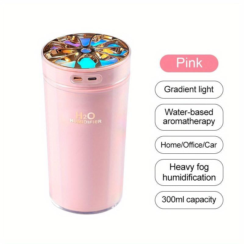 300ML Portable Air Humidifier, USB Powered Air Mini Humidifiers with Color LED Night Light, Aroma Diffuser for Home Car Office Room & Bedroom