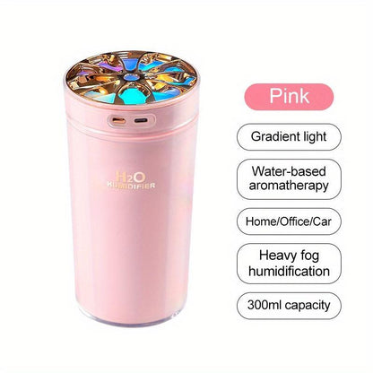 300ML Portable Air Humidifier, USB Powered Air Mini Humidifiers with Color LED Night Light, Aroma Diffuser for Home Car Office Room & Bedroom