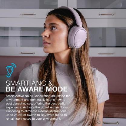 Jbuds Lux ANC Headphones and Go Pop+ Bluetooth Earbuds, Mauve, Android, IOS, Long Playtime, Custom EQ via Jlab App, Be Aware Safety Mode, Custom Controls, 2 Year Warranty