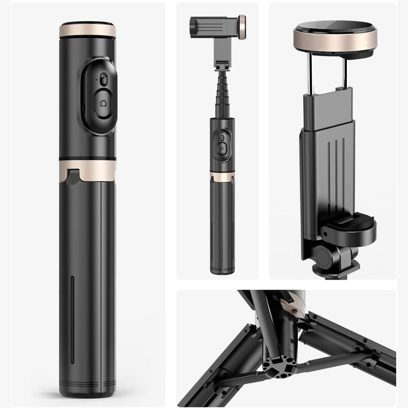 28"Portable Multifunctional Selfie Stick Tripod Aluminum Alloy Lightweight Phone Stand with Wireless Remote Control for Recording Video Selfies Photo Support Horizontal and Vertical Shooting,Extendable Phone Tripod,Compatible with for Iphone Android Phone