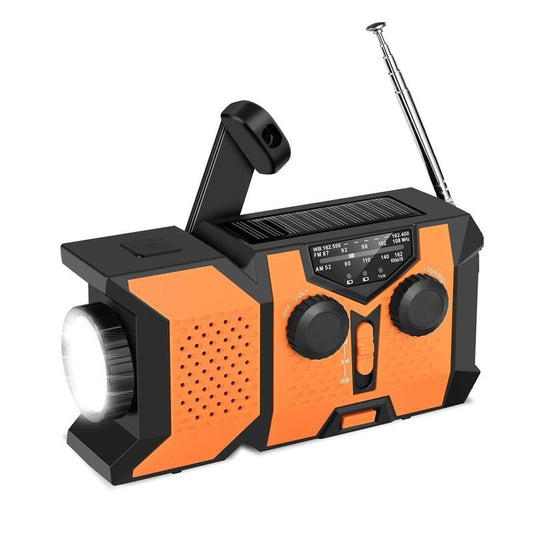 Solar Powered Emergency CB Radio, Multifunctional Crank Type Audio Radio with Solar Power Bank Function, Hand Crank Self Powered Dynamo, Portable Radio for Outdoor Camping Travel Use