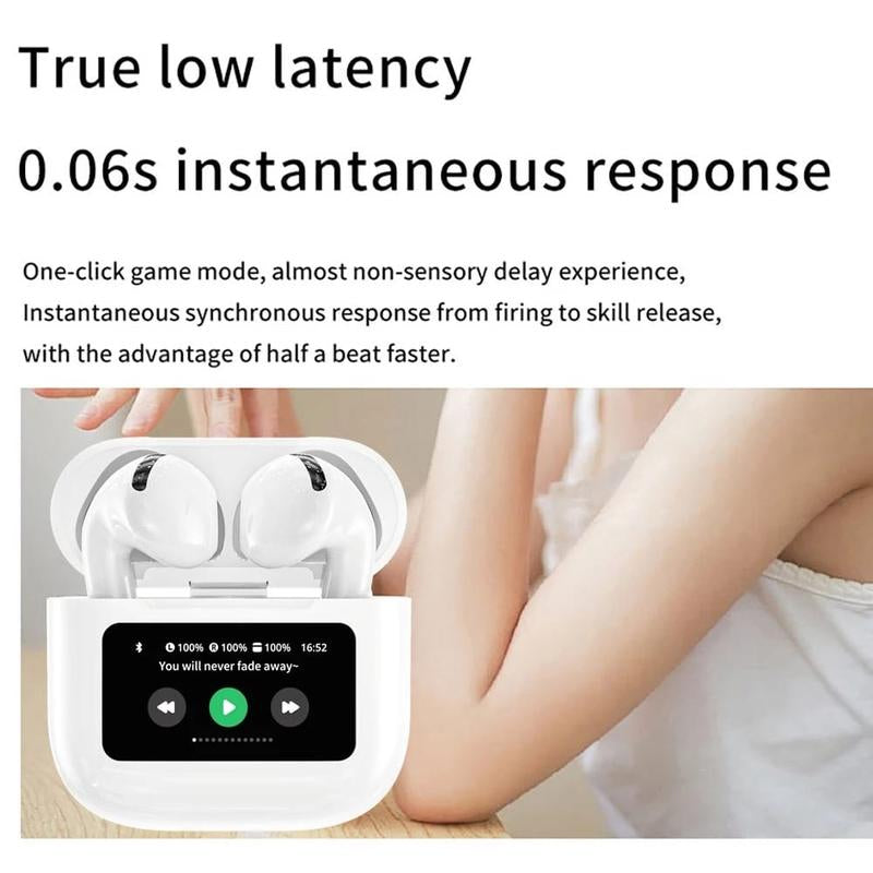 A12 Pro ENC Noise Cancellation Earphone TWS Wireless Earbuds with Touch Control LCD Screen and Super Bass - Audio, Headphones Headset Electronic